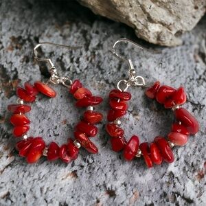 Gorgeous Red Jasper hoops earrings